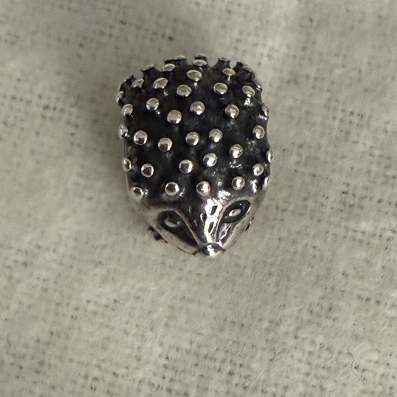 Authentic Pandora Silver and Black Hedgehog Charm Bead - Picture 1 of 5